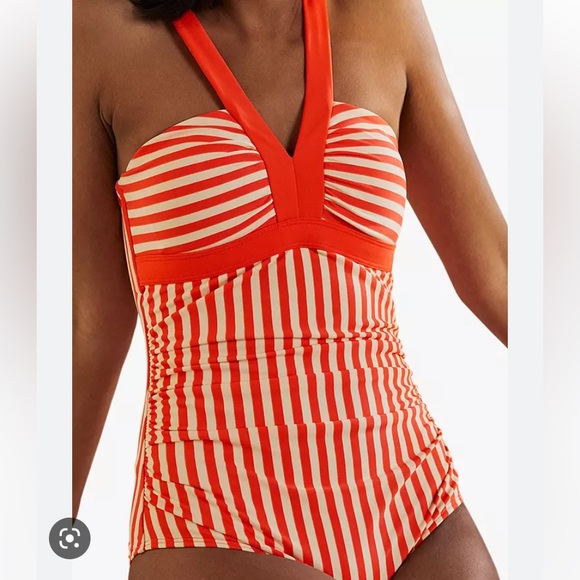 Boden Swim Boden Corsica Stripe Swimsuit Coralivory 4l Poshmark